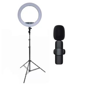 رینگ لایت Ky-bk448II + پایه + میکروفن بی‌سیم